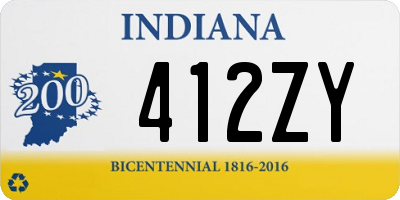 IN license plate 412ZY