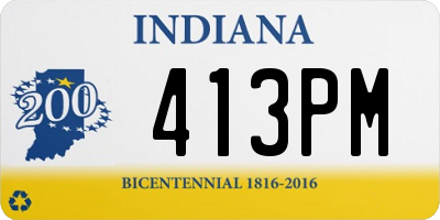 IN license plate 413PM