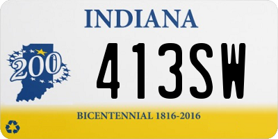 IN license plate 413SW