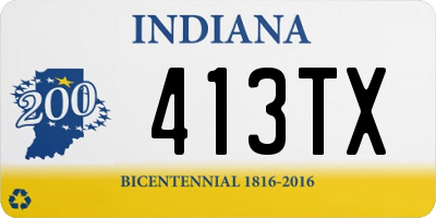 IN license plate 413TX