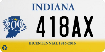 IN license plate 418AX