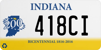 IN license plate 418CI