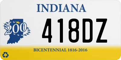 IN license plate 418DZ
