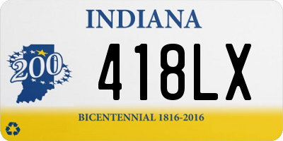 IN license plate 418LX