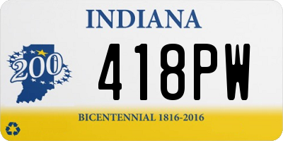 IN license plate 418PW