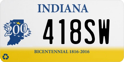 IN license plate 418SW