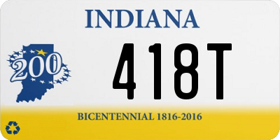 IN license plate 418T