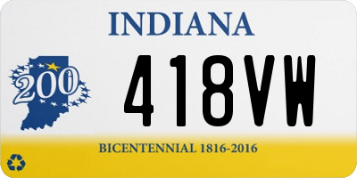 IN license plate 418VW