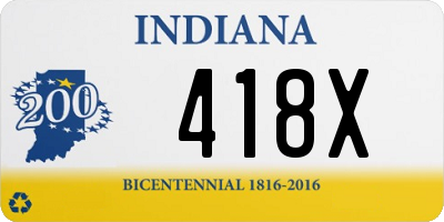 IN license plate 418X