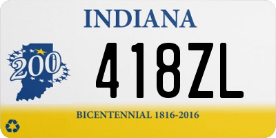 IN license plate 418ZL