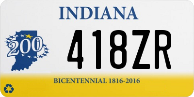 IN license plate 418ZR