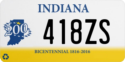 IN license plate 418ZS