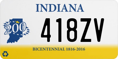 IN license plate 418ZV