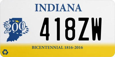 IN license plate 418ZW