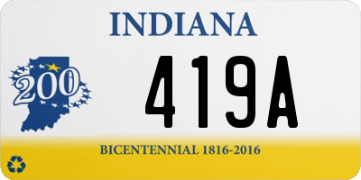 IN license plate 419A