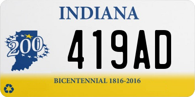 IN license plate 419AD