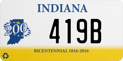 IN license plate 419B