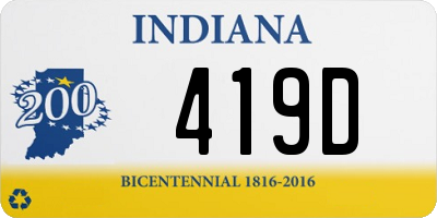 IN license plate 419D