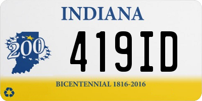 IN license plate 419ID