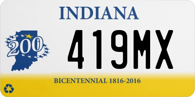 IN license plate 419MX