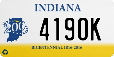 IN license plate 419OK