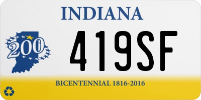 IN license plate 419SF