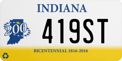 IN license plate 419ST