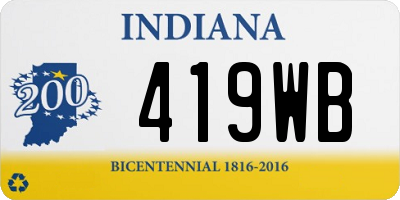 IN license plate 419WB