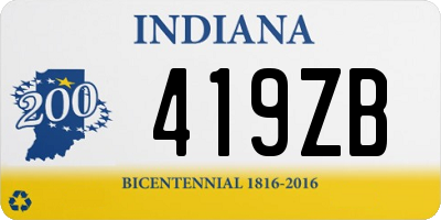 IN license plate 419ZB