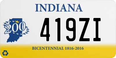 IN license plate 419ZI