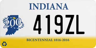 IN license plate 419ZL