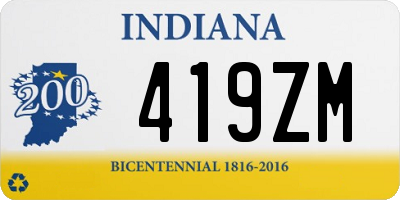 IN license plate 419ZM