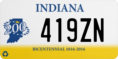 IN license plate 419ZN