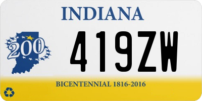 IN license plate 419ZW