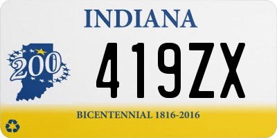 IN license plate 419ZX