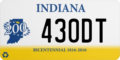 IN license plate 430DT