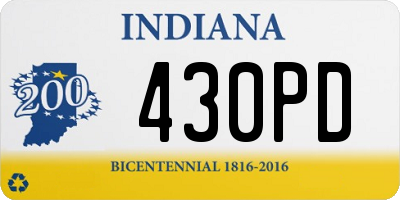 IN license plate 430PD