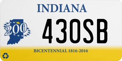 IN license plate 430SB