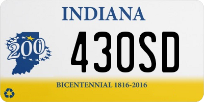 IN license plate 430SD