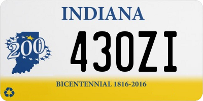 IN license plate 430ZI