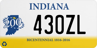 IN license plate 430ZL