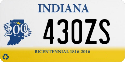 IN license plate 430ZS