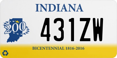 IN license plate 431ZW