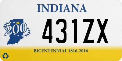 IN license plate 431ZX