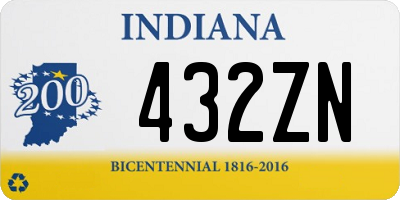 IN license plate 432ZN