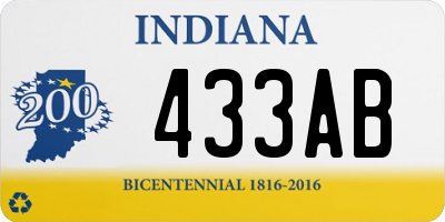 IN license plate 433AB