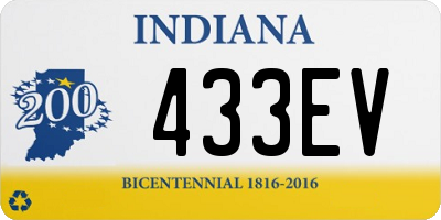 IN license plate 433EV