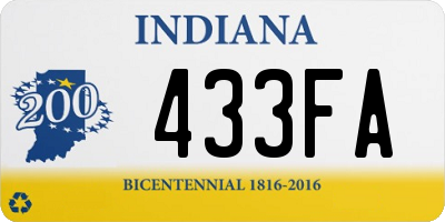 IN license plate 433FA