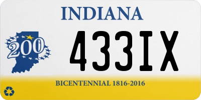 IN license plate 433IX