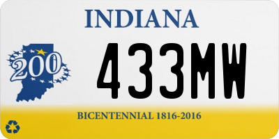 IN license plate 433MW